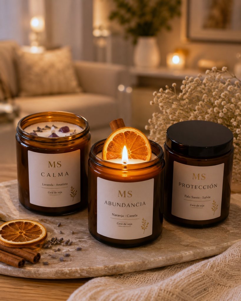 Velas artesanales, aromáticas e intencionadas basadas en la aromaterapia