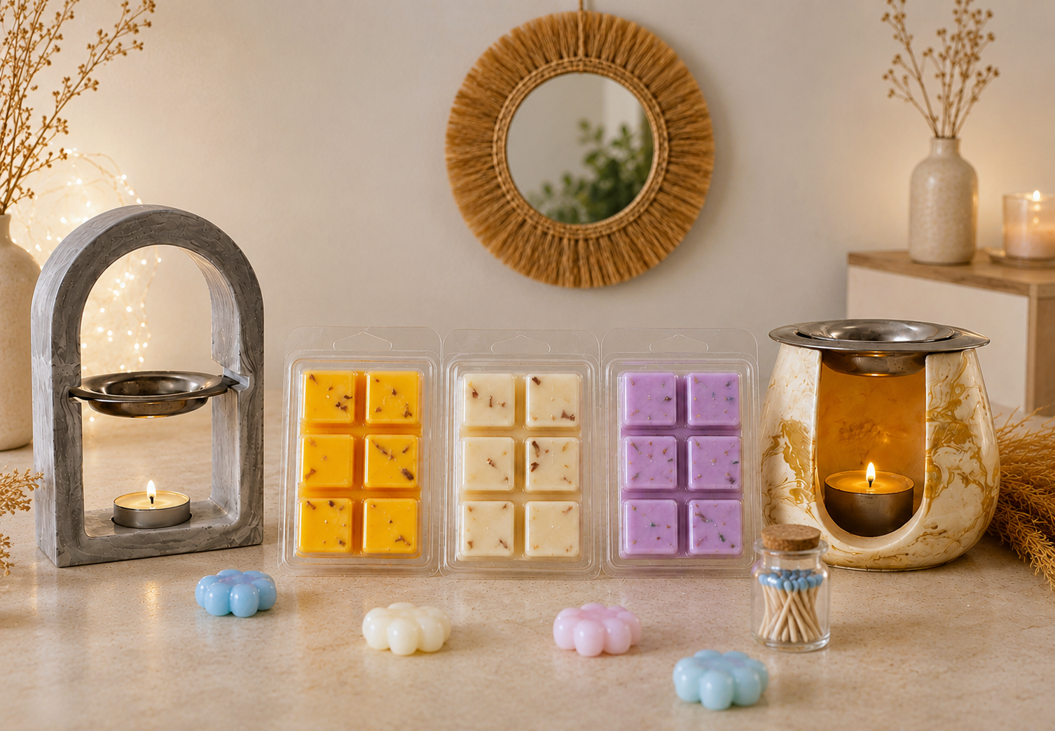 Bombones de cera o wax melts  de diferentes aromas con quemador 