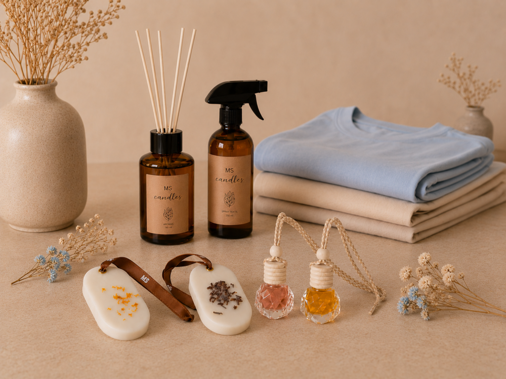 Spray textil, ambientadores de coche y ambientadores de armarios elaborados con productos naturales