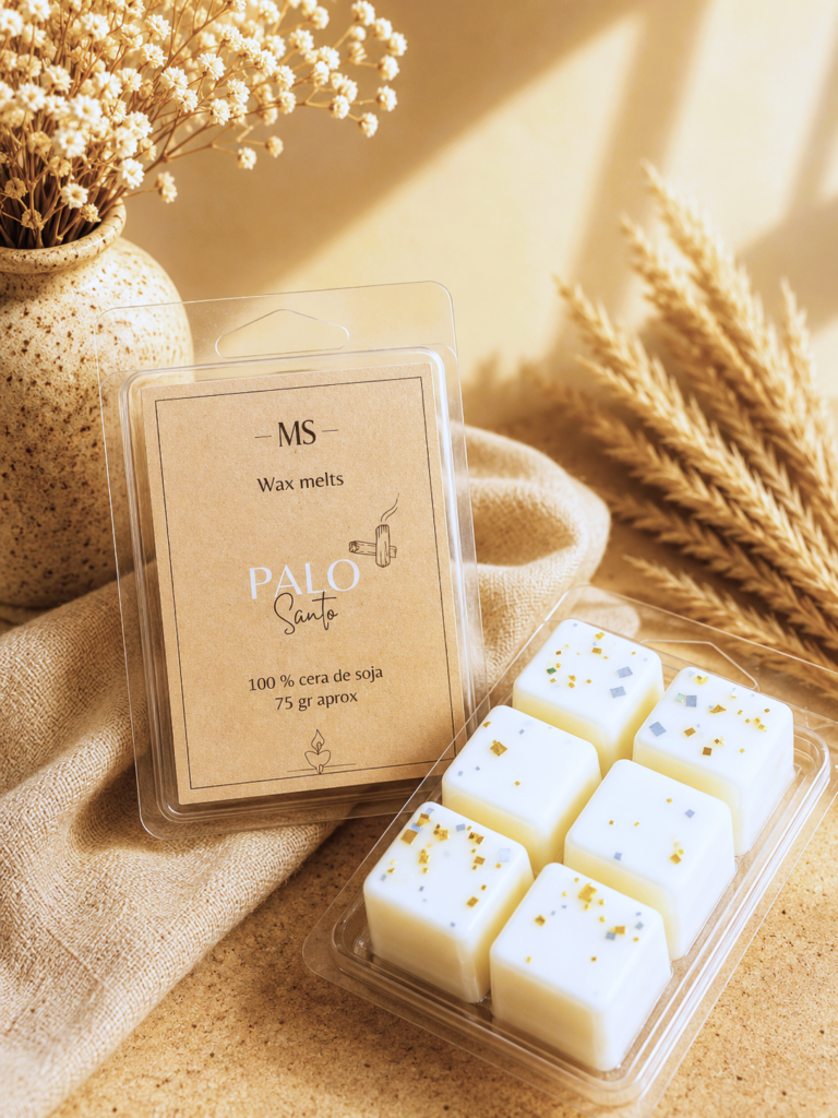wax metls de palo santo con fondo neutro
