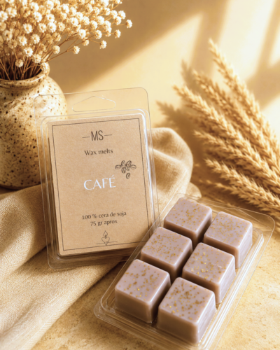 wax melts de cafe con fondo neutro