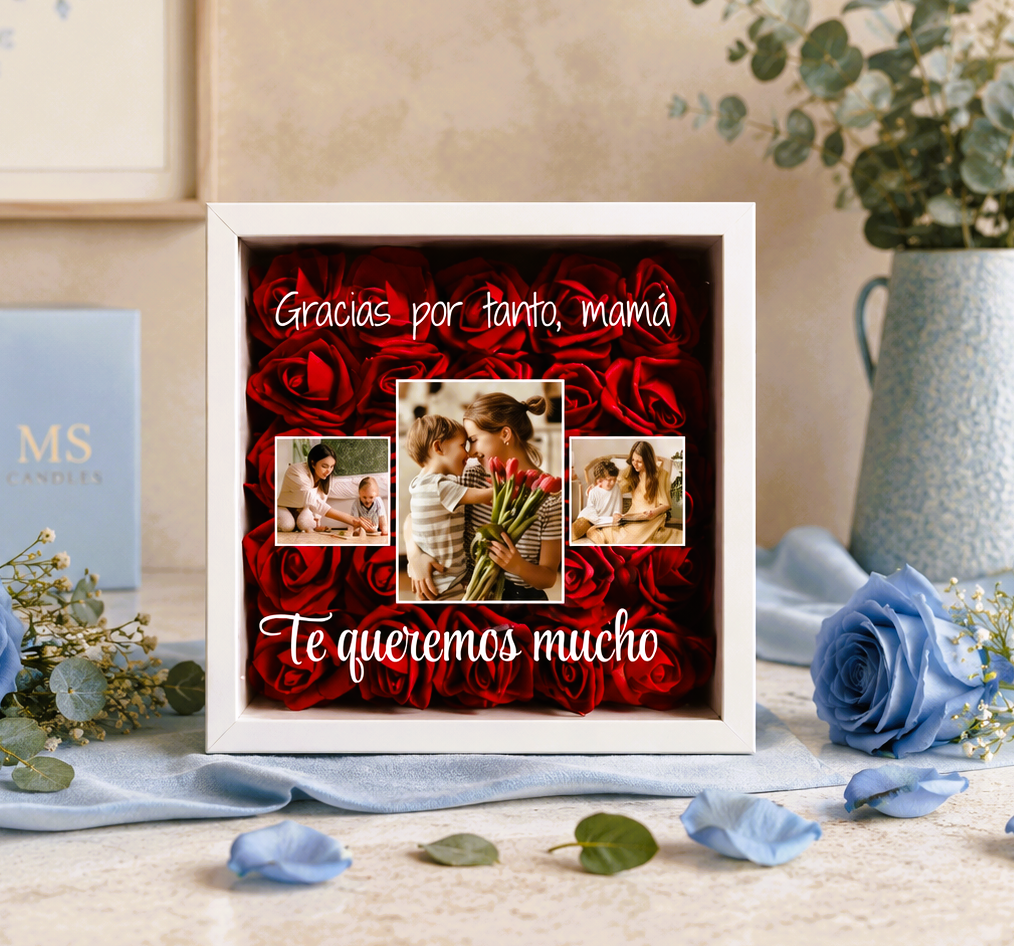 Cuadro de rosas infinitas con fotos y frases personalizadas para sorprender en cada ocasión