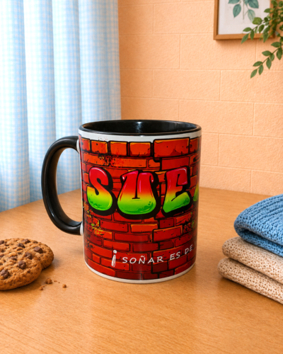 taza son frase emocionar con fondo neutro