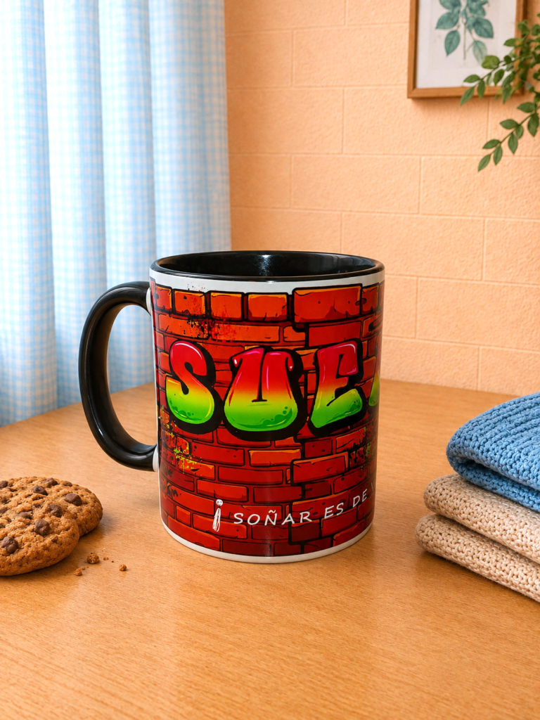 taza son frase emocionar con fondo neutro