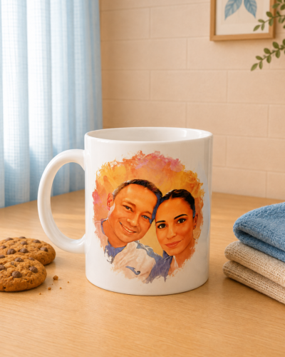 taza personalizada con fondo neutro