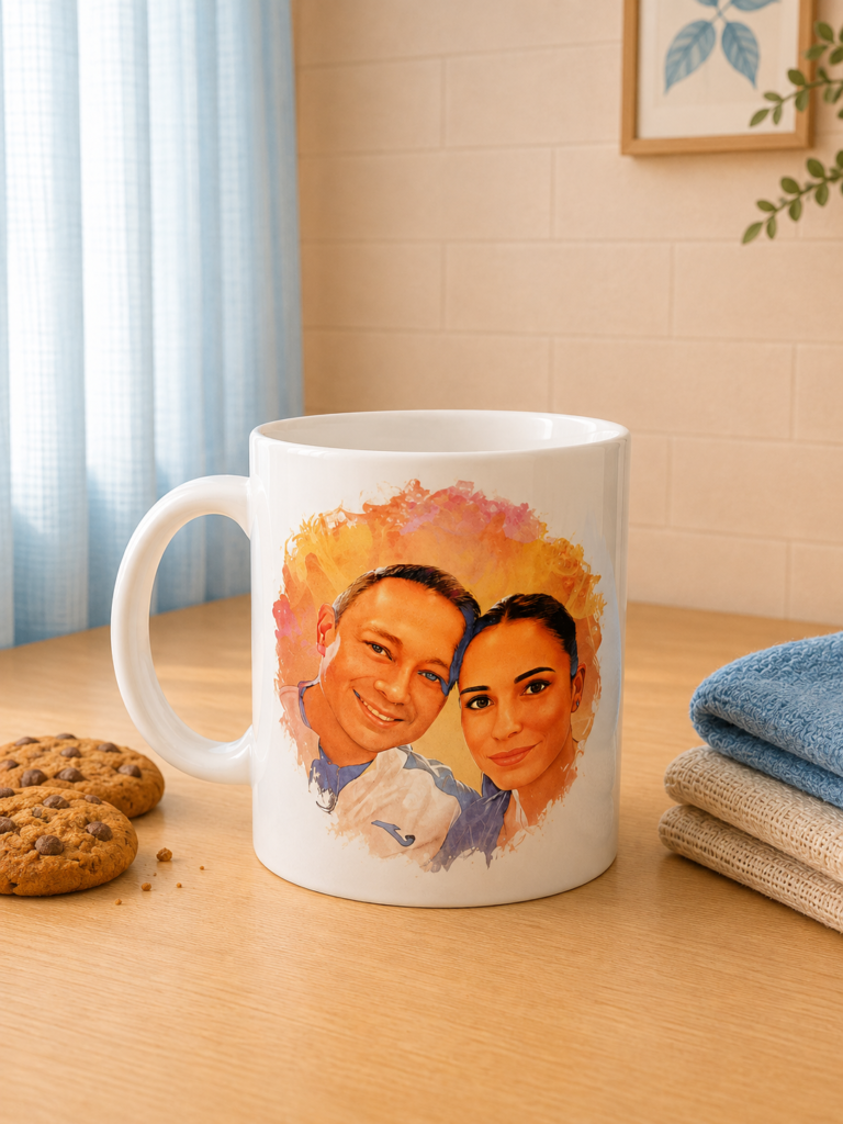 taza personalizada con fondo neutro