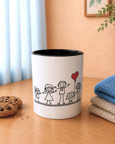 taza de la familia con fondo neutro