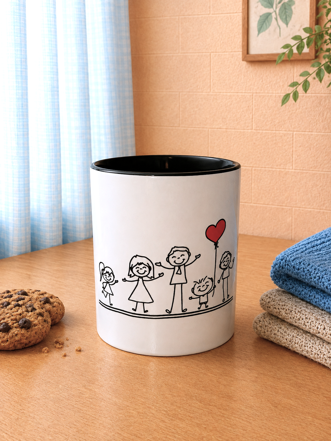 taza de la familia con fondo neutro