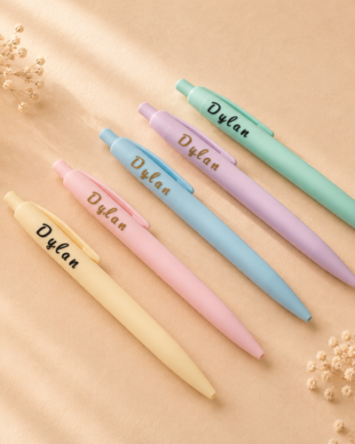 boligrafos en colores diferentes personalizados y con fondo neutro